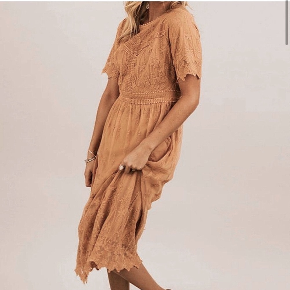 NWT Roolee Aly Lace Dress Dusty Mustard Yellow